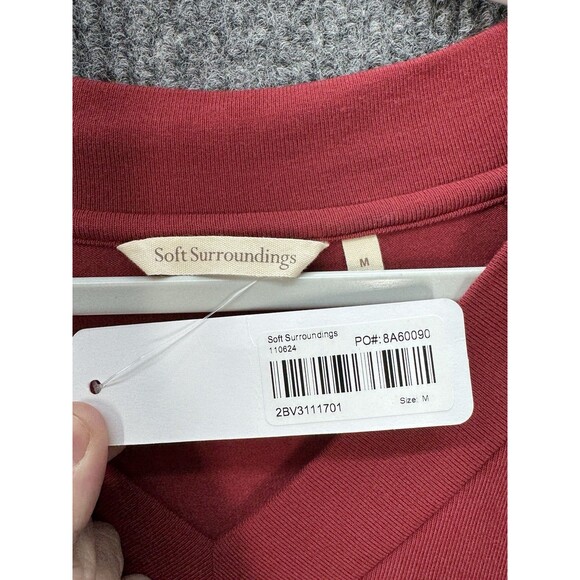 Soft Surroundings Madeline Tunic Sz Medium Moroccan Red Asymmetrical Long Sleeve - Picture 5 of 9